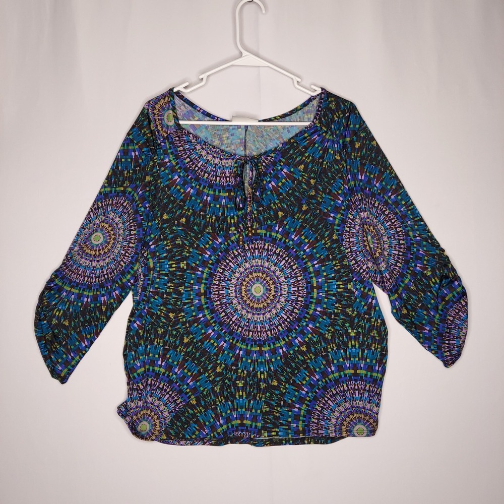 Avenue 90s Top 18/20 Blue Purple Medallion Tie Grunge Fairy Boho